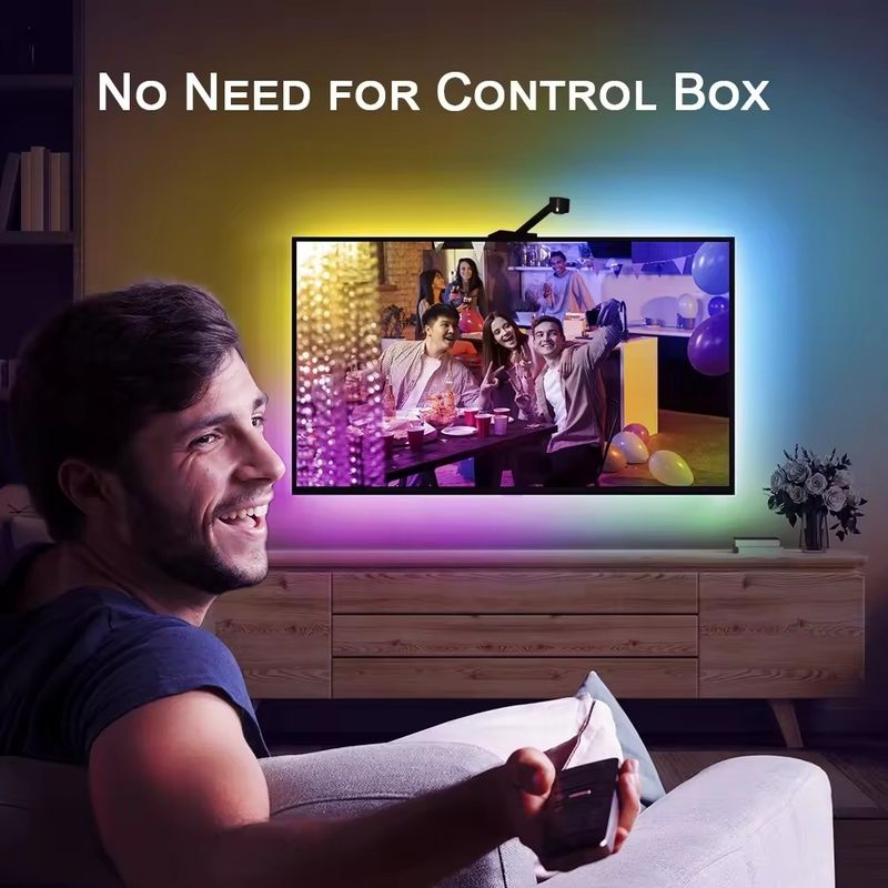 55-65 inci Alexa Google Home Ambient Smart App Wifi Immersion TV LED Lampu Belakang 3.8m 12.5ft ROLL dengan Kamera