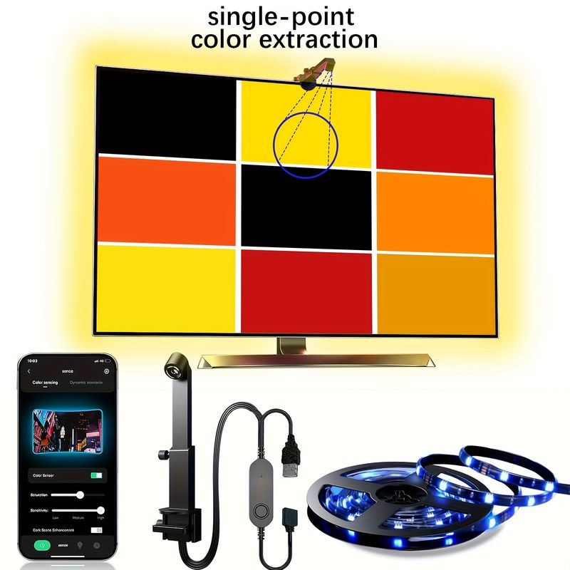 55-65 inci Alexa Google Home Ambient Smart App Wifi Immersion TV LED Lampu Belakang 3.8m 12.5ft ROLL dengan Kamera