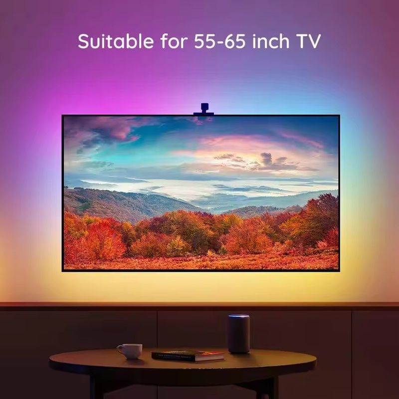 RGB Dekor Bar LED Smart TV Backlight Strip Lampu Dengan Kamera IP20 3.8m 12V untuk TV
