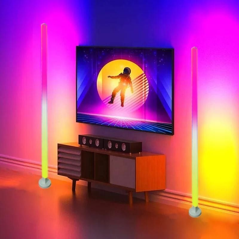 Bahan badan lampu ABS 5V DC Input RGBIC Corner Standing Lamp App Lampu Smart Home