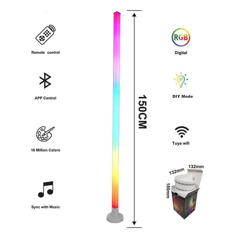 Bahan badan lampu ABS 5V DC Input RGBIC Corner Standing Lamp App Lampu Smart Home