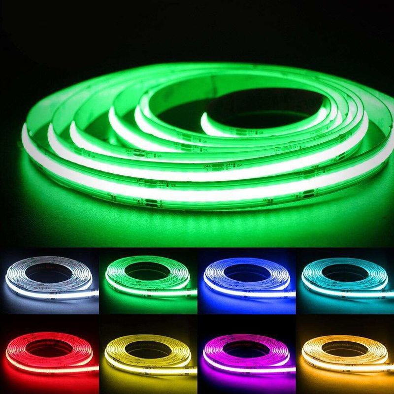 10mm PCB Lebar Fleksibel RGB COB LED Strip Lampu Sumber Cahaya LED Spot Free IP20 DC 12V