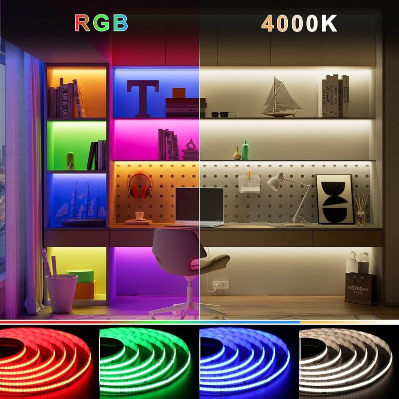 100lm/w Lampu Efisiensi Cahaya RGBW 784leds Smart COB Led Strip untuk Dekorasi Rumah