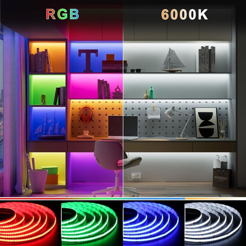 100lm/w Lampu Efisiensi Cahaya RGBW 784leds Smart COB Led Strip untuk Dekorasi Rumah