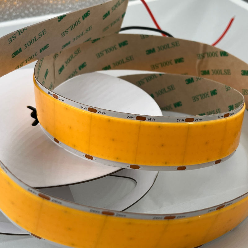 Rantai pita Cob Tembaga yang dapat dimmable Fleksibel Cob Led Strip Densitas tinggi 1600led Per Meter 3500K Ra 90 0,3kg 24v 30mm Lebar