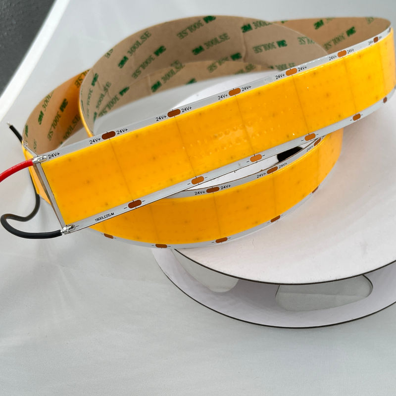 Rantai pita Cob Tembaga yang dapat dimmable Fleksibel Cob Led Strip Densitas tinggi 1600led Per Meter 3500K Ra 90 0,3kg 24v 30mm Lebar