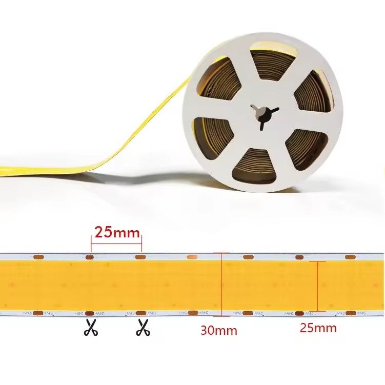Super Wide 1600LEDs Ultra Wide COB LED Strip 80 Color Rendering Index IP20 Rated 30000 Jam Kerja untuk Proyek