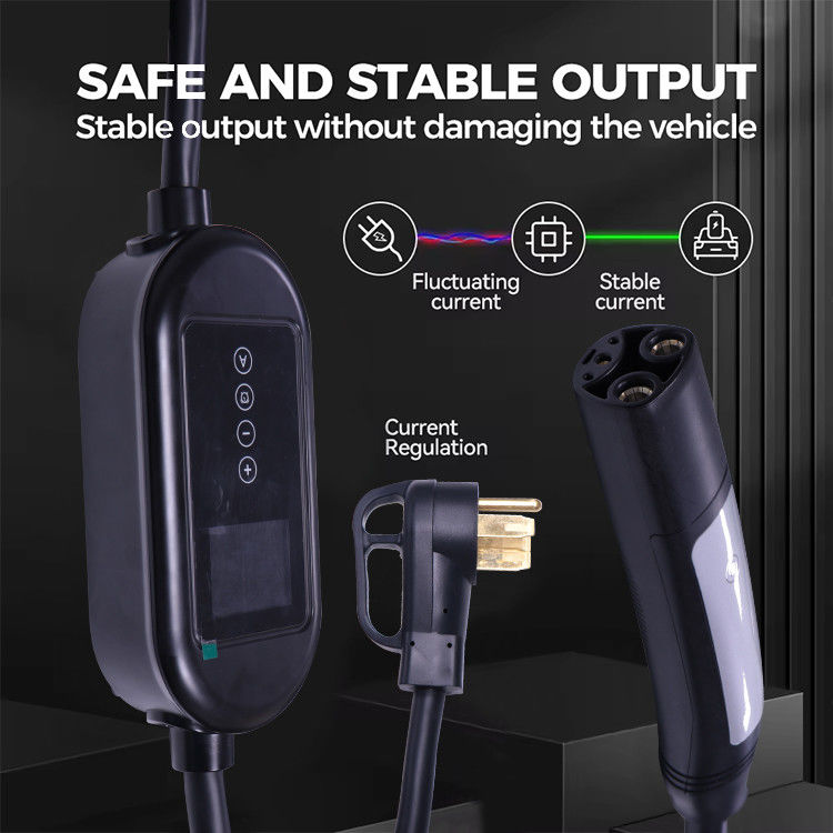 16A 3.7kW 1 Phase EV Charger dengan Kabel Waterproof untuk Kendaraan Listrik Putih / Hitam Box Tipe Lampu Indikator LCD