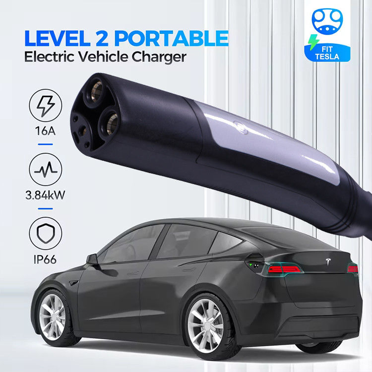 16A 3.7kW 1 Phase EV Charger dengan Kabel Waterproof untuk Kendaraan Listrik Putih / Hitam Box Tipe Lampu Indikator LCD