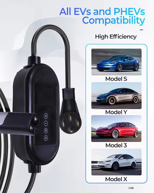 16A 3.7kW 1 Phase EV Charger dengan Kabel Waterproof untuk Kendaraan Listrik Putih / Hitam Box Tipe Lampu Indikator LCD